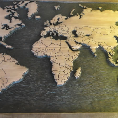 Quadro em madeira - Mapa Mundi